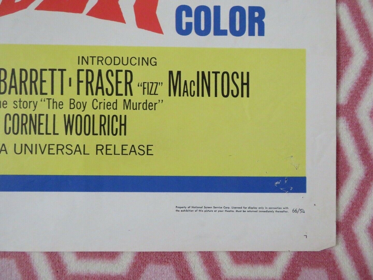 THE BOY CRIED MURDER ONE SHEET POSTER FOLDED VERONICA HURST PHIL BROWN 1966 Rendezvous Cinema Movie posters