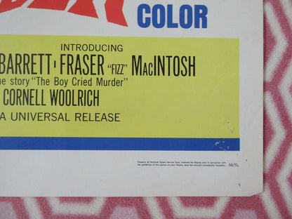 THE BOY CRIED MURDER ONE SHEET POSTER FOLDED VERONICA HURST PHIL BROWN 1966 Rendezvous Cinema Movie posters