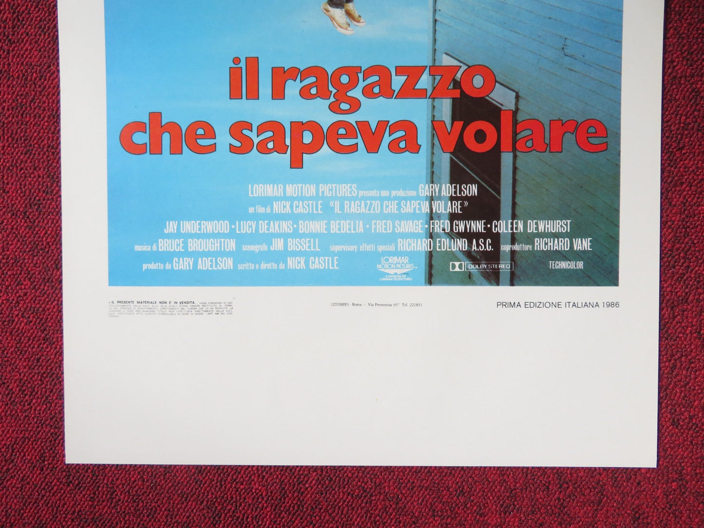 THE BOY WHO COULD FLY ITALIAN LOCANDINA POSTER JAY UNDERWOOD LUCY DEAKINS 1986 Rendezvous Cinema Movie posters