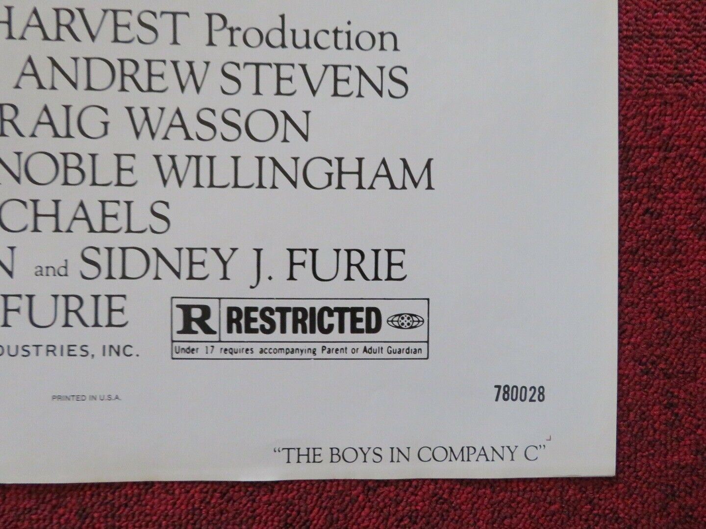 THE BOYS IN COMPANY C FOLDED US ONE SHEET POSTER STAN SHAW ANDREW STEVENS 1978 Movie posters