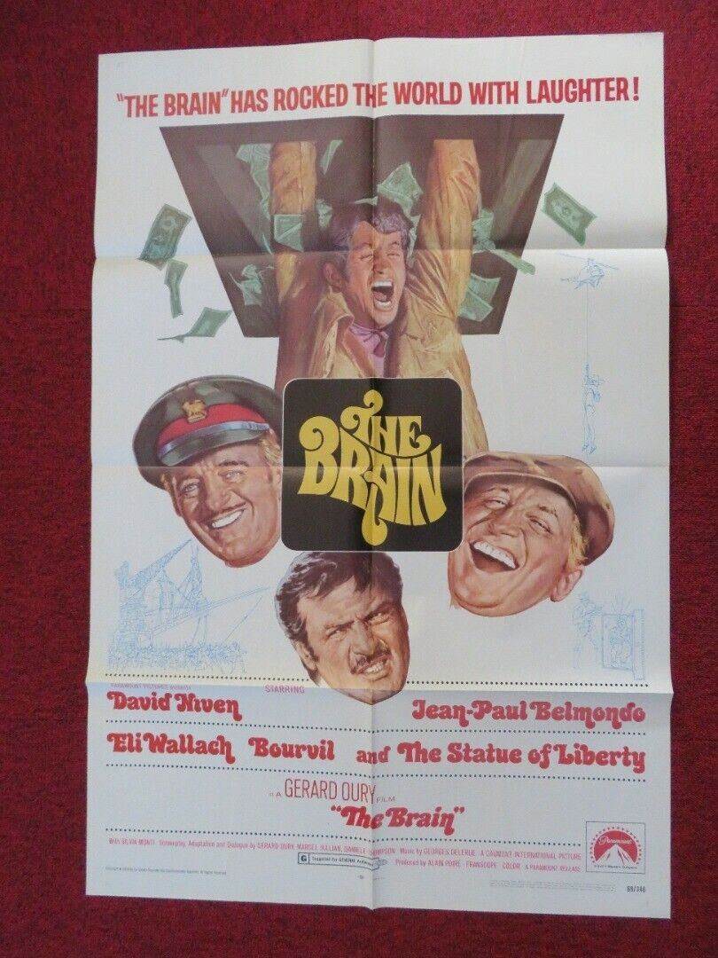 THE BRAIN FOLDED US ONE SHEET POSTER DAVID NIVEN GERARD OURY 1969 Movie posters