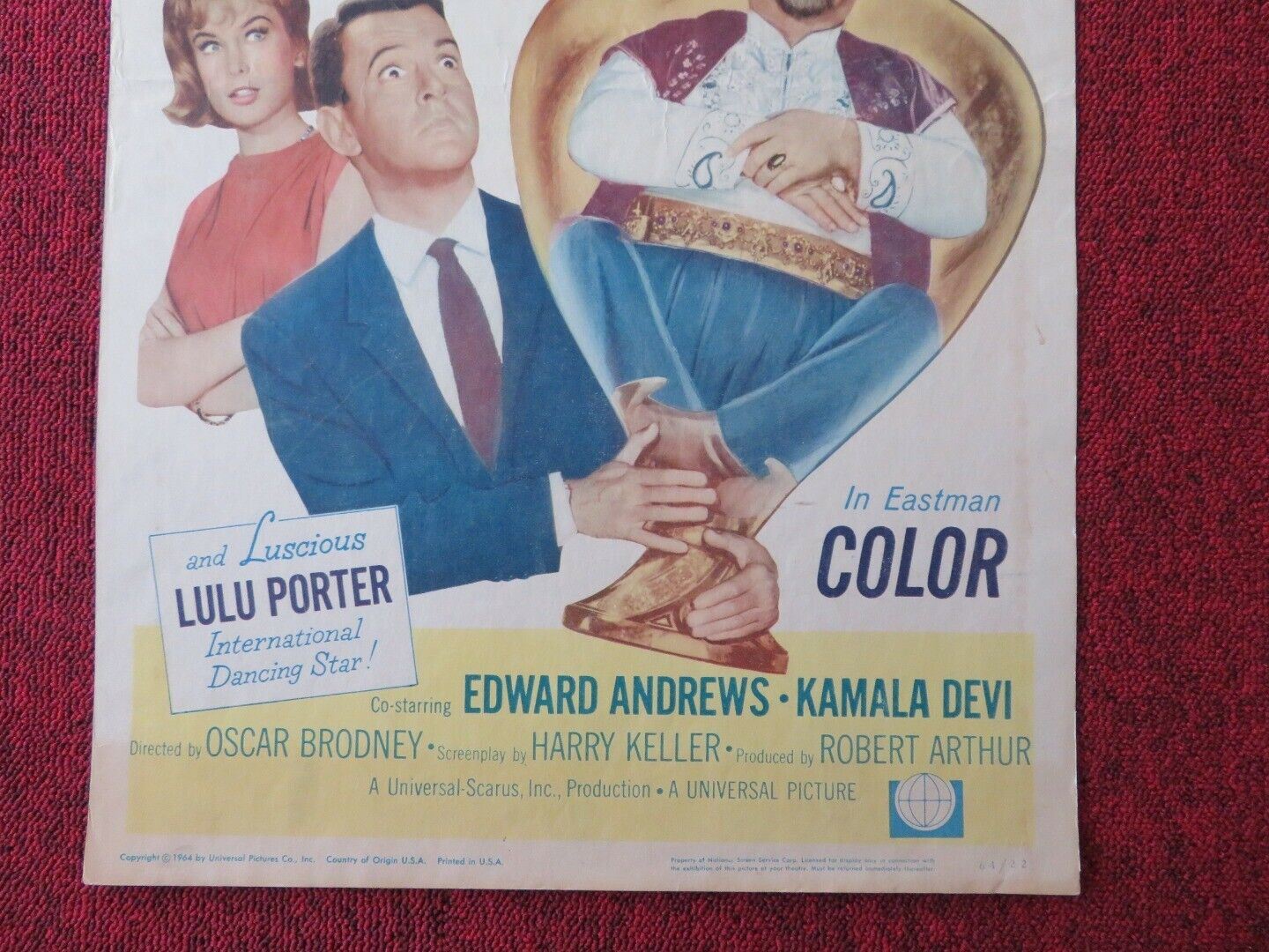 THE BRASS BOTTLE US INSERT (14"x 36") POSTER TONY RANDALL BURL IVES 1964 Movie posters