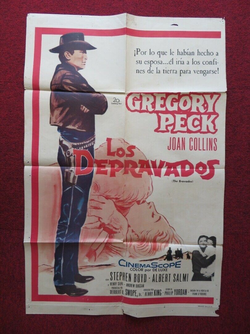 THE BRAVADOS SPANISH ONE SHEET FOLDED POSTER GREGORY PECK JOAN COLLINS 1958 Movie posters
