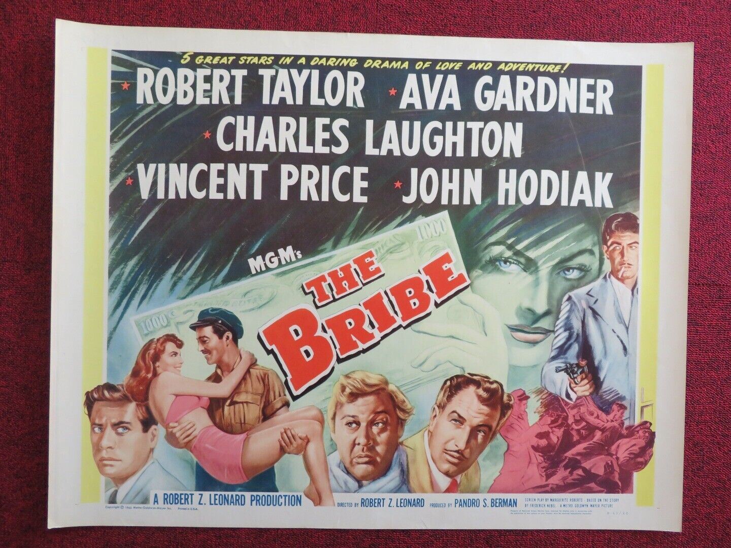 THE BRIBE US HALF SHEET (22"x 28") POSTER ROBERT TAYLOR AVA GARDNER 1965 - Rendezvous Cinema