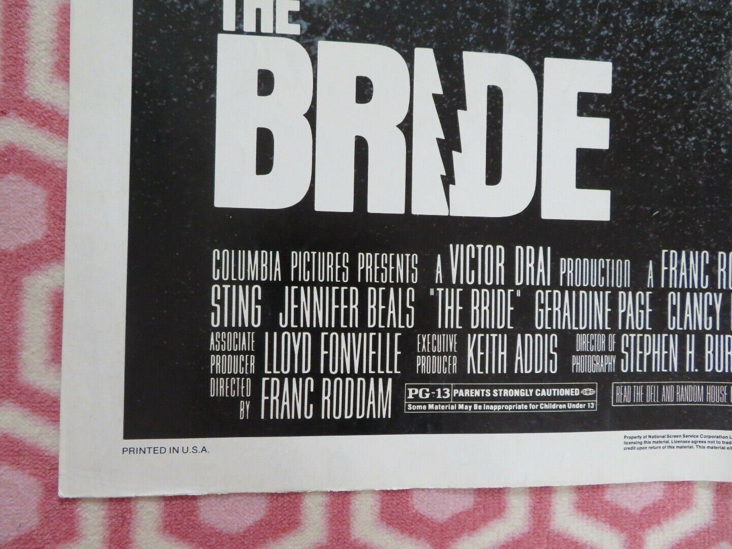 THE BRIDE FOLDED US ONE SHEET POSTER STING JENNIFER BEALS 1985 - Rendezvous Cinema