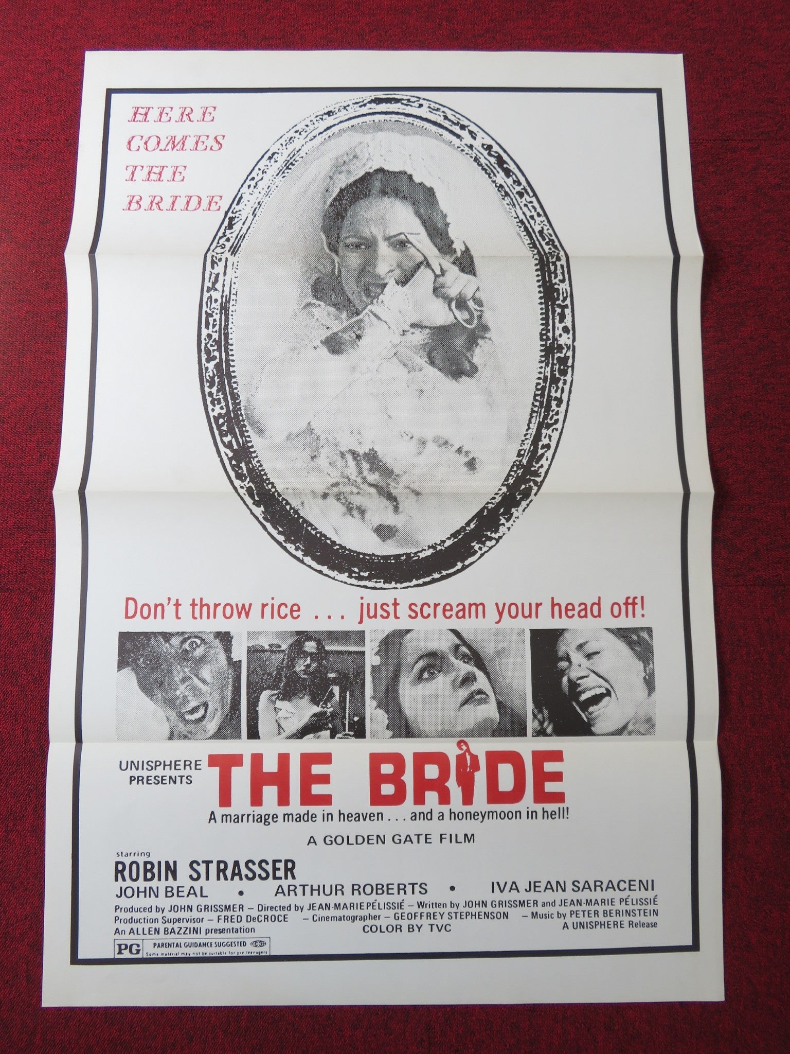 THE BRIDE US TRI FOLDED ONE SHEET ROLLED POSTER ROBIN STRASSER JOHN BEAL 1973 Rendezvous Cinema Movie posters