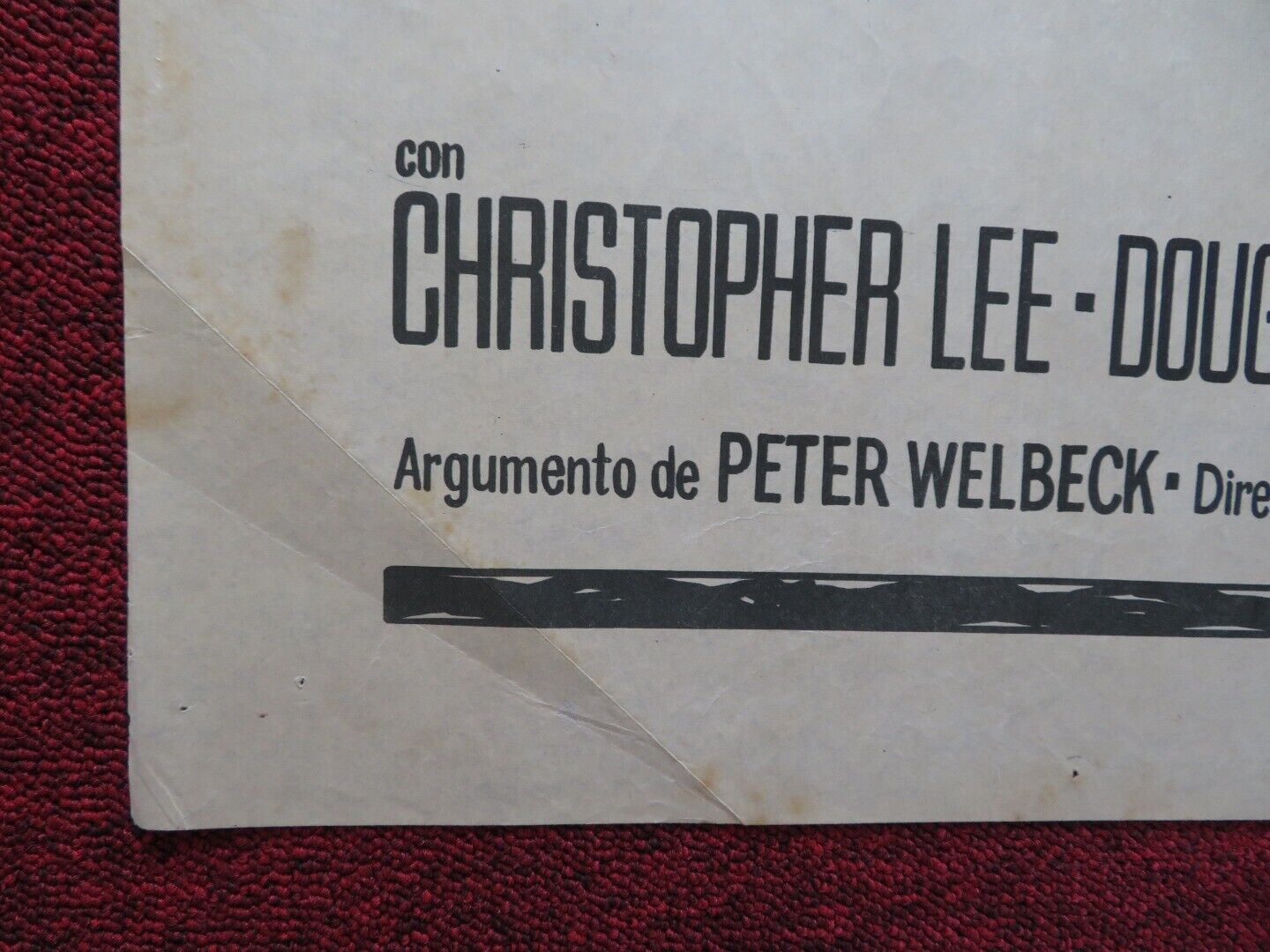 THE BRIDES OF FU MANCHU FOLDED ARGENTINA ONE SHEET POSTER CHRISTOPHER LEE 1966 Movie posters