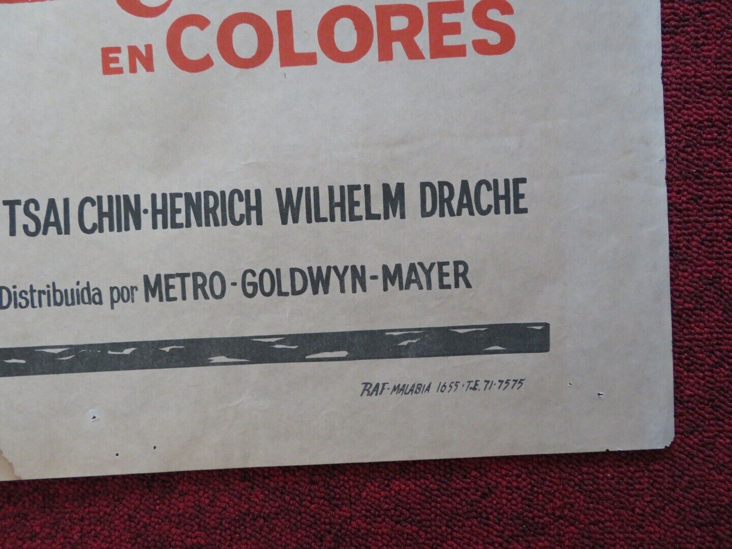 THE BRIDES OF FU MANCHU FOLDED ARGENTINA ONE SHEET POSTER CHRISTOPHER LEE 1966 Movie posters