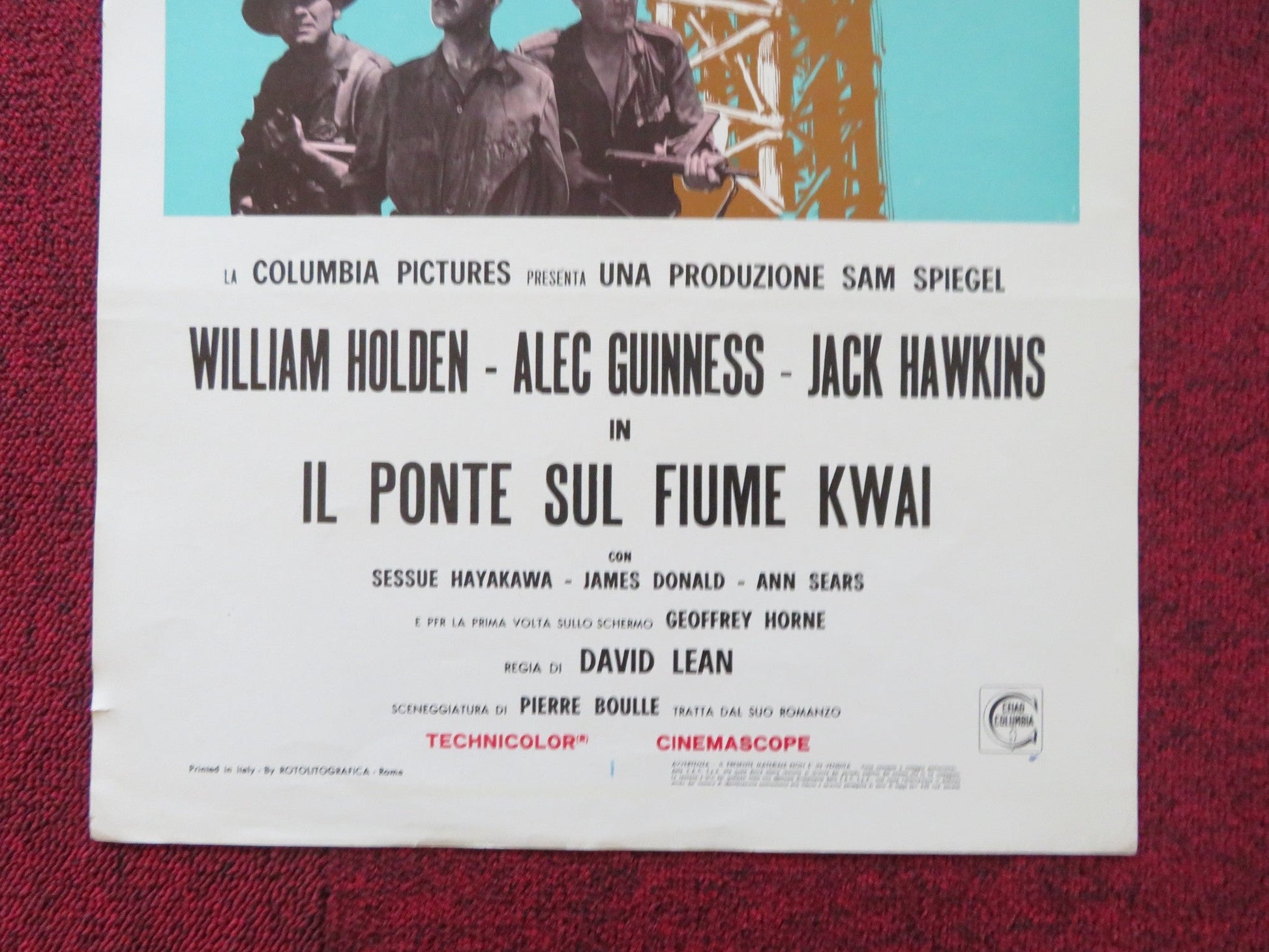 THE BRIDGE ON THE RIVER KWAI ITALIAN LOCANDINA POSTER ALEC GUINNESS R1970s Rendezvous Cinema Movie posters