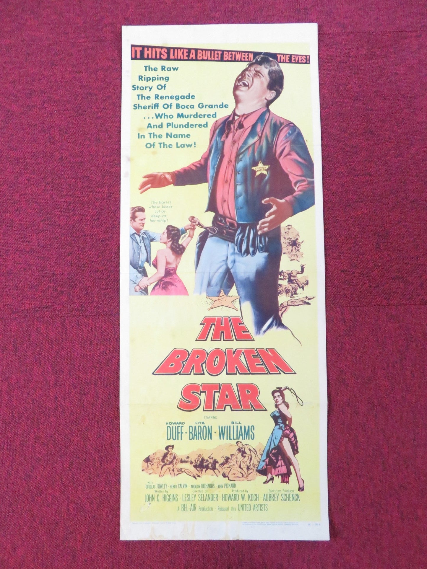 THE BROKEN STAR US INSERT (14"x 36") POSTER HOWARD DUFF LITA BARON 1956 Rendezvous Cinema Movie posters