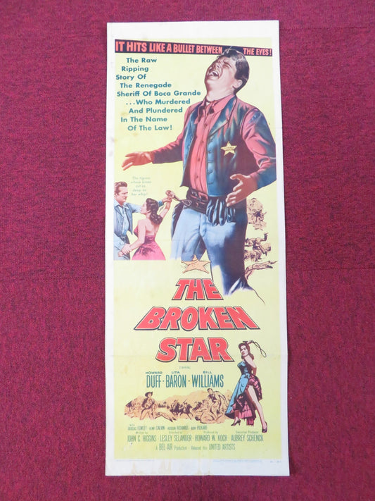 THE BROKEN STAR US INSERT (14"x 36") POSTER HOWARD DUFF LITA BARON 1956 Rendezvous Cinema Movie posters