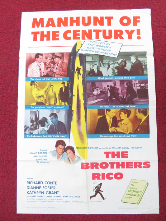 THE BROTHERS RICO FOLDED US ONE SHEET POSTER RICHARD CONTE DIANNE FOSTER 1957 Rendezvous Cinema Movie posters