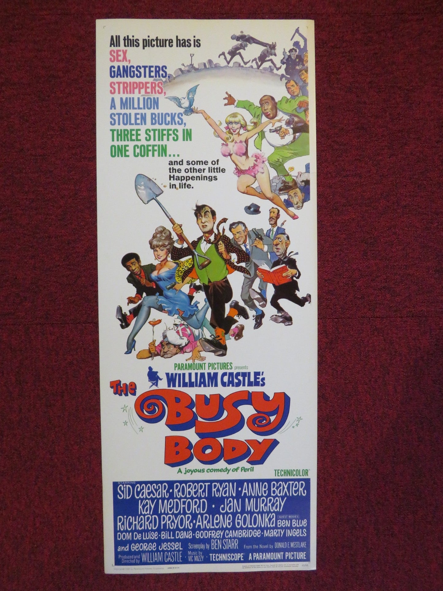 THE BUSY BODY US INSERT (14"x 36") POSTER SID CAESAR ROBERT RYAN 1966 Rendezvous Cinema Movie posters