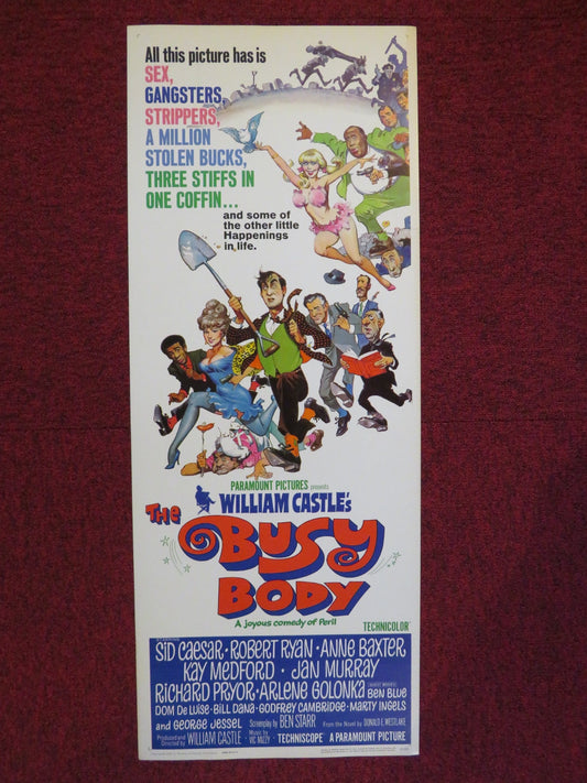 THE BUSY BODY US INSERT (14"x 36") POSTER SID CAESAR ROBERT RYAN 1966 Rendezvous Cinema Movie posters