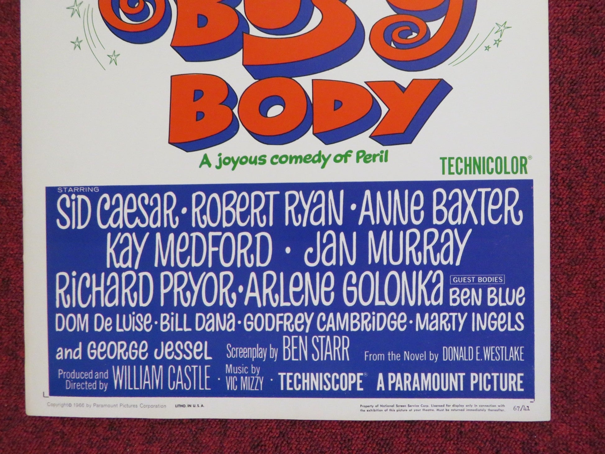 THE BUSY BODY US INSERT (14"x 36") POSTER SID CAESAR ROBERT RYAN 1966 Rendezvous Cinema Movie posters