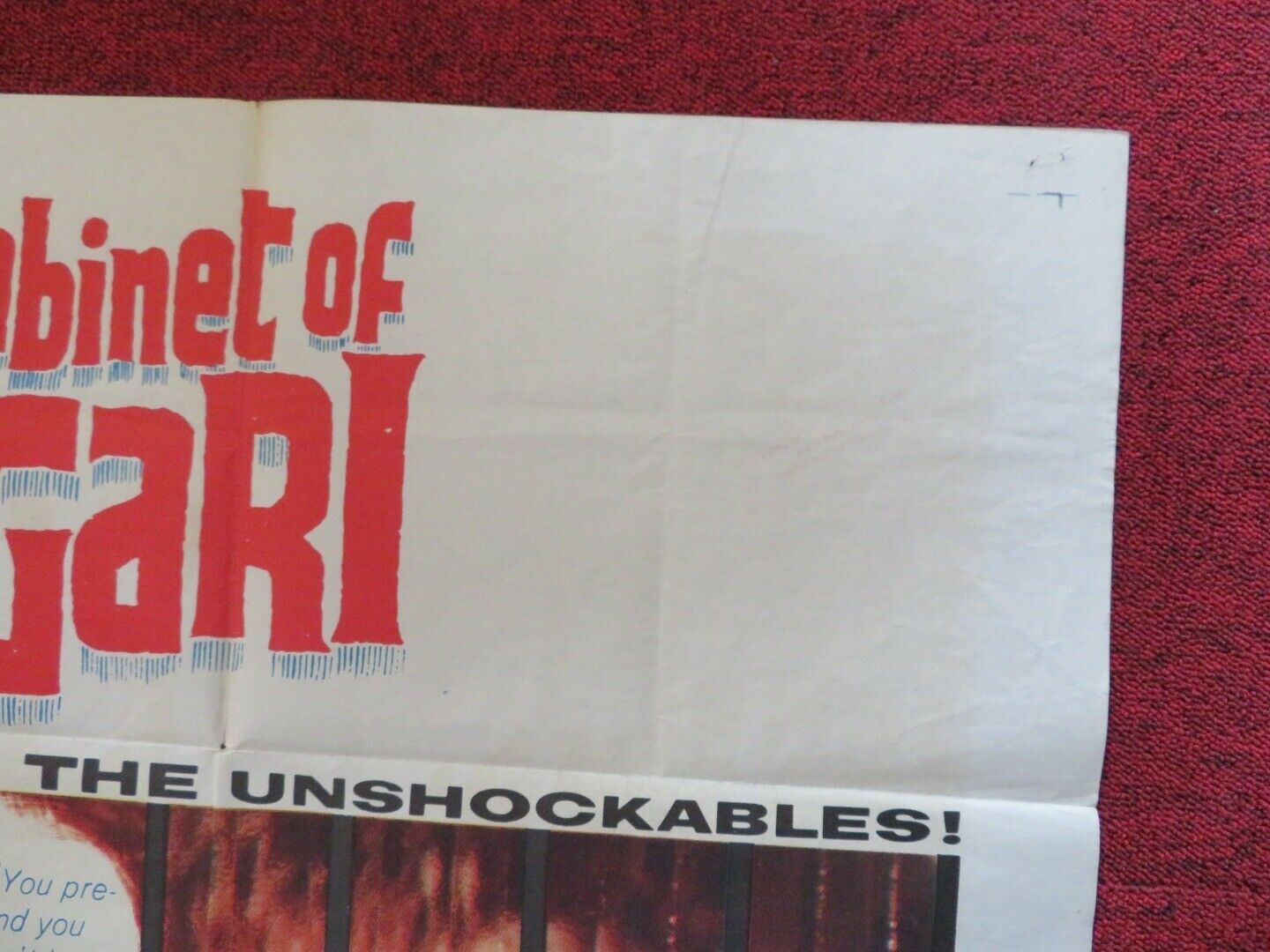 THE CABINET OF CALIGARI FOLDED US ONE SHEET POSTER ROGER KAY 1962 Movie posters