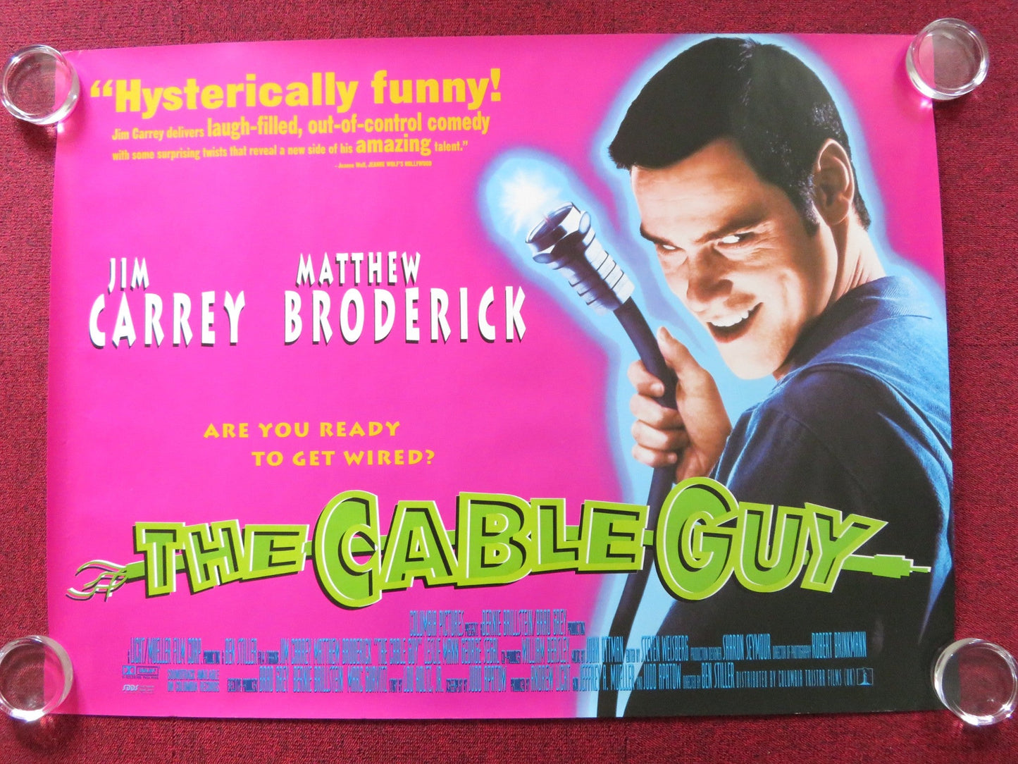 THE CABLE GUY UK QUAD (30"x 40") ROLLED POSTER JIM CARREY MATTHEW BRODERICK 1996 Rendezvous Cinema Movie posters