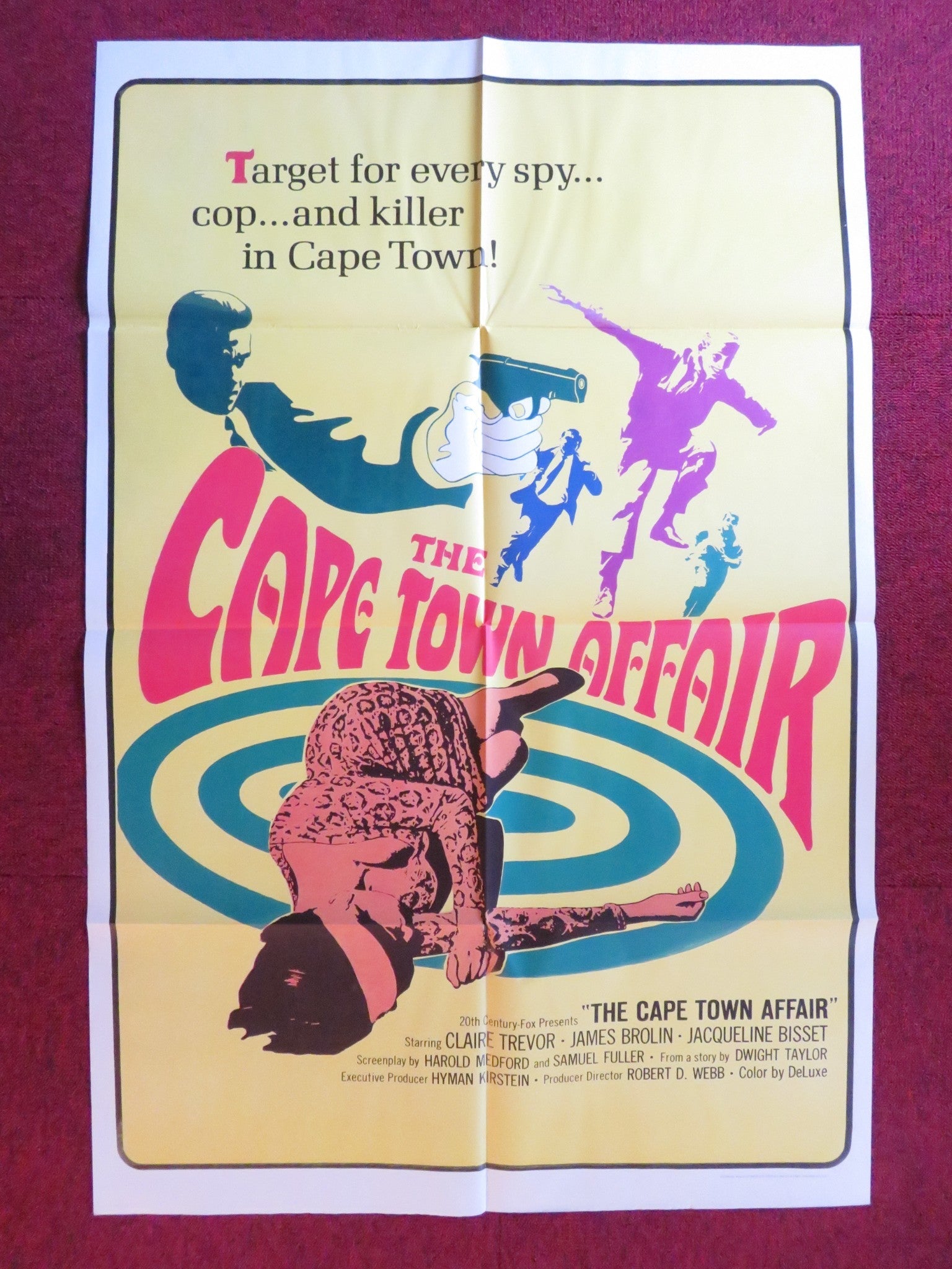 THE CAPE TOWN AFFAIR FOLDED US ONE SHEET POSTER JAMES BROLIN CLAIRE TREVOR 1967 Rendezvous Cinema Movie posters