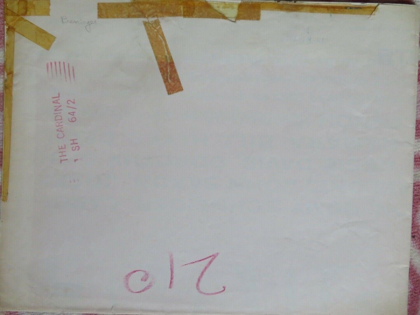 THE CARDINAL FOLDED US ONE SHEET POSTER TOM TRYON ROMY SCHNEIDER 1964 - Rendezvous Cinema