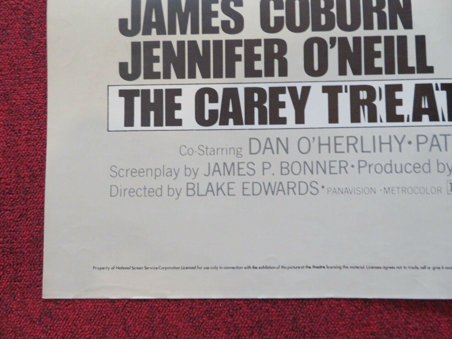 THE CAREY TREATMENT FOLDED US ONE SHEET POSTER JAMES COBURN JENIFFER O'NEILL '72 Movie posters