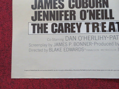 THE CAREY TREATMENT FOLDED US ONE SHEET POSTER JAMES COBURN JENIFFER O'NEILL '72 Movie posters