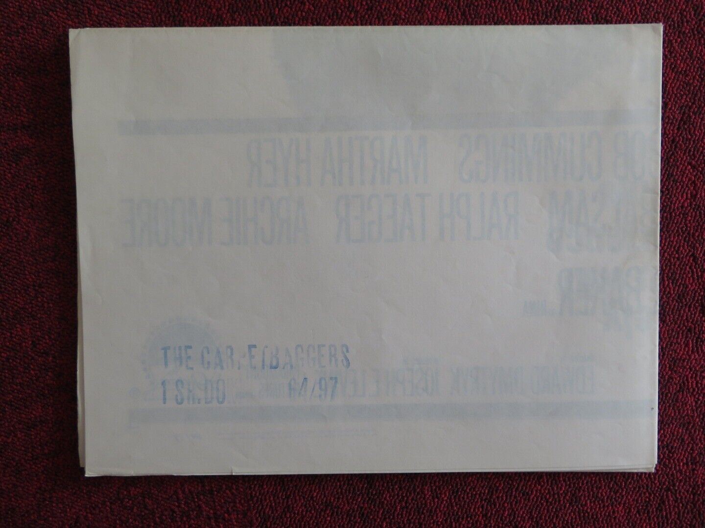 THE CARPETBAGGERS FOLDED US ONE SHEET POSTER GEORGE PEPPARD ALAN LADD 1964 Movie posters