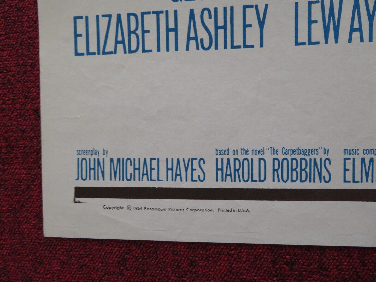 THE CARPETBAGGERS FOLDED US ONE SHEET POSTER GEORGE PEPPARD ALAN LADD 1964 Movie posters