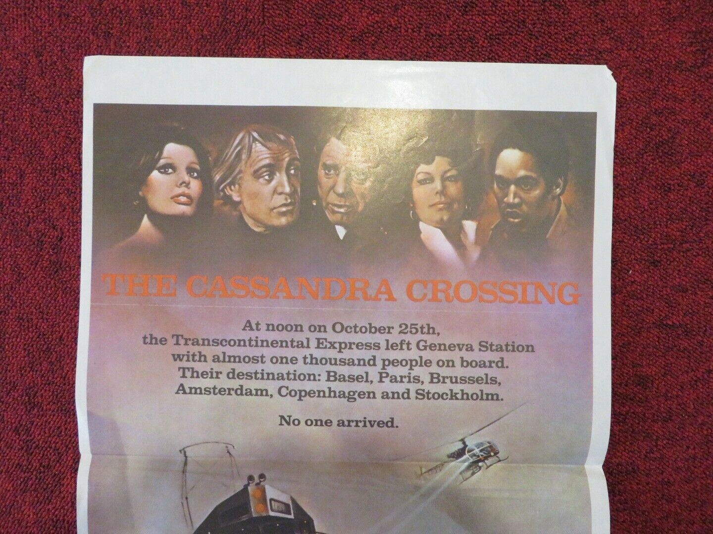 THE CASSANDRA CROSSING FOLDED AUSTRALIAN DAYBILL POSTER SOPHIA LOREN 1976 Movie posters