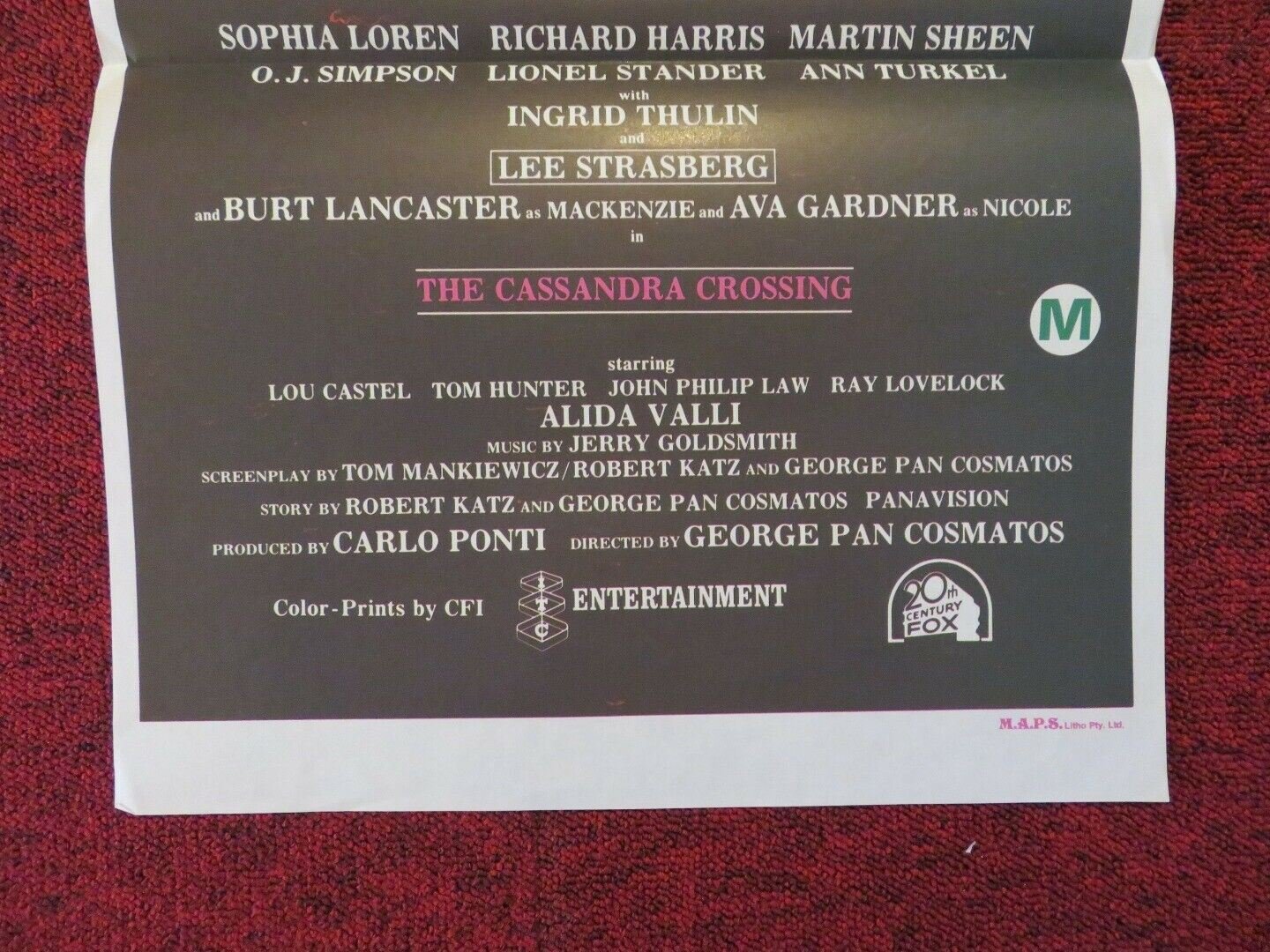 THE CASSANDRA CROSSING FOLDED AUSTRALIAN DAYBILL POSTER SOPHIA LOREN 1976 Movie posters