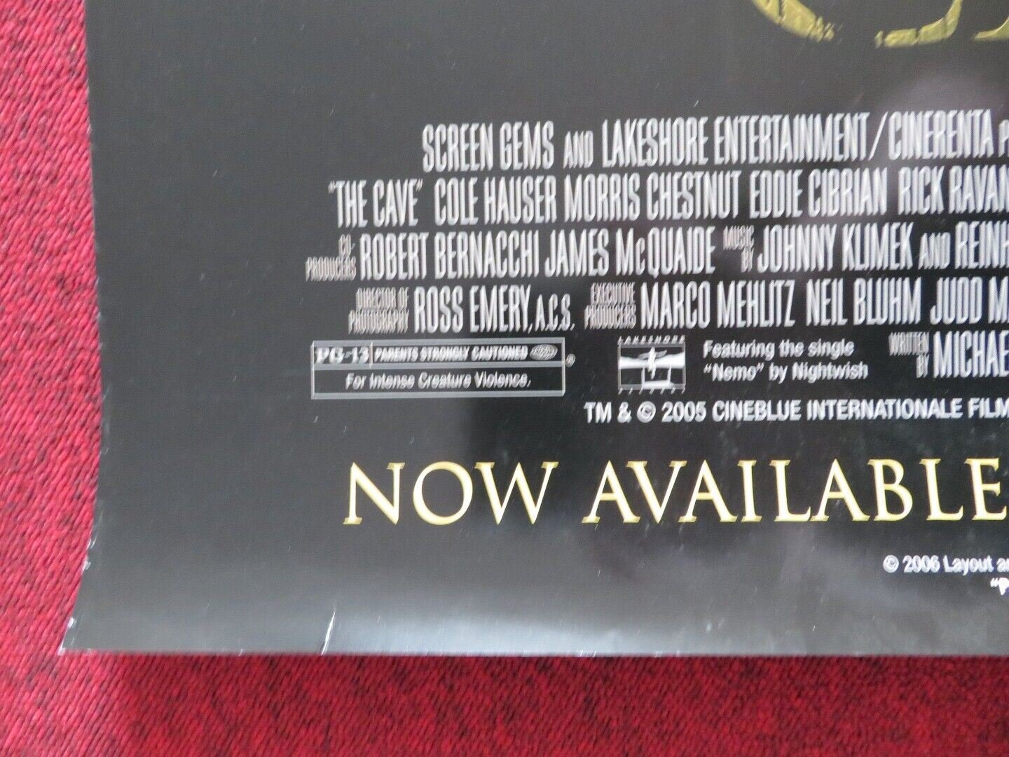 THE CAVE DVD US ONE SHEET POSTER ROLLED COLE HAUSER EDDIE CIBRIAN 2005 Movie posters