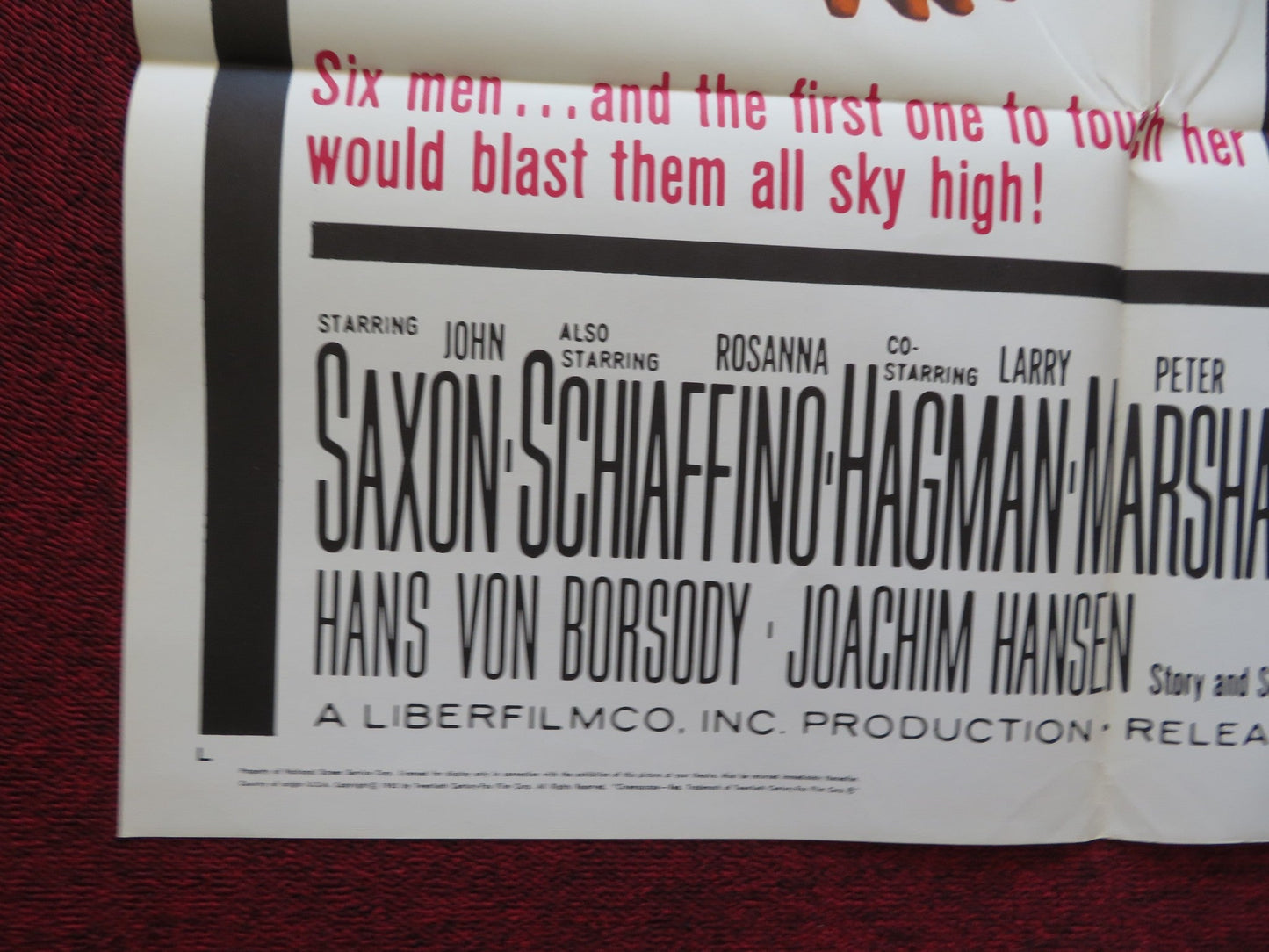 THE CAVERN FOLDED US ONE SHEET POSTER JOHN SAXON ROSANNA SCHIAFFINO 1965 Rendezvous Cinema Movie posters