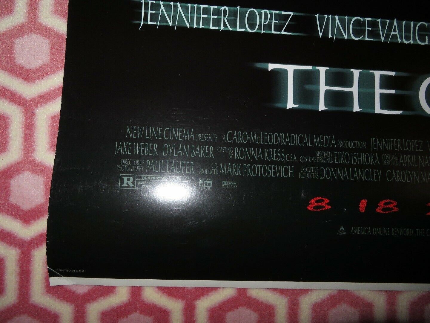 THE CELL US ONE SHEET ROLLED POSTER JENNIFER LOPEZ VINCE VAUGHN 2000 Movie posters