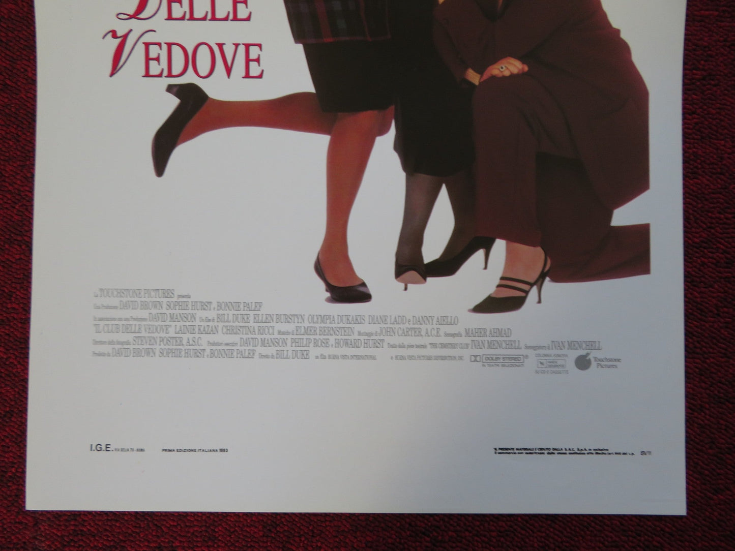 THE CEMETERY CLUB ITALIAN LOCANDINA (27.5"x13") POSTER ELLEN BURSTYN 1993 Rendezvous Cinema Movie posters