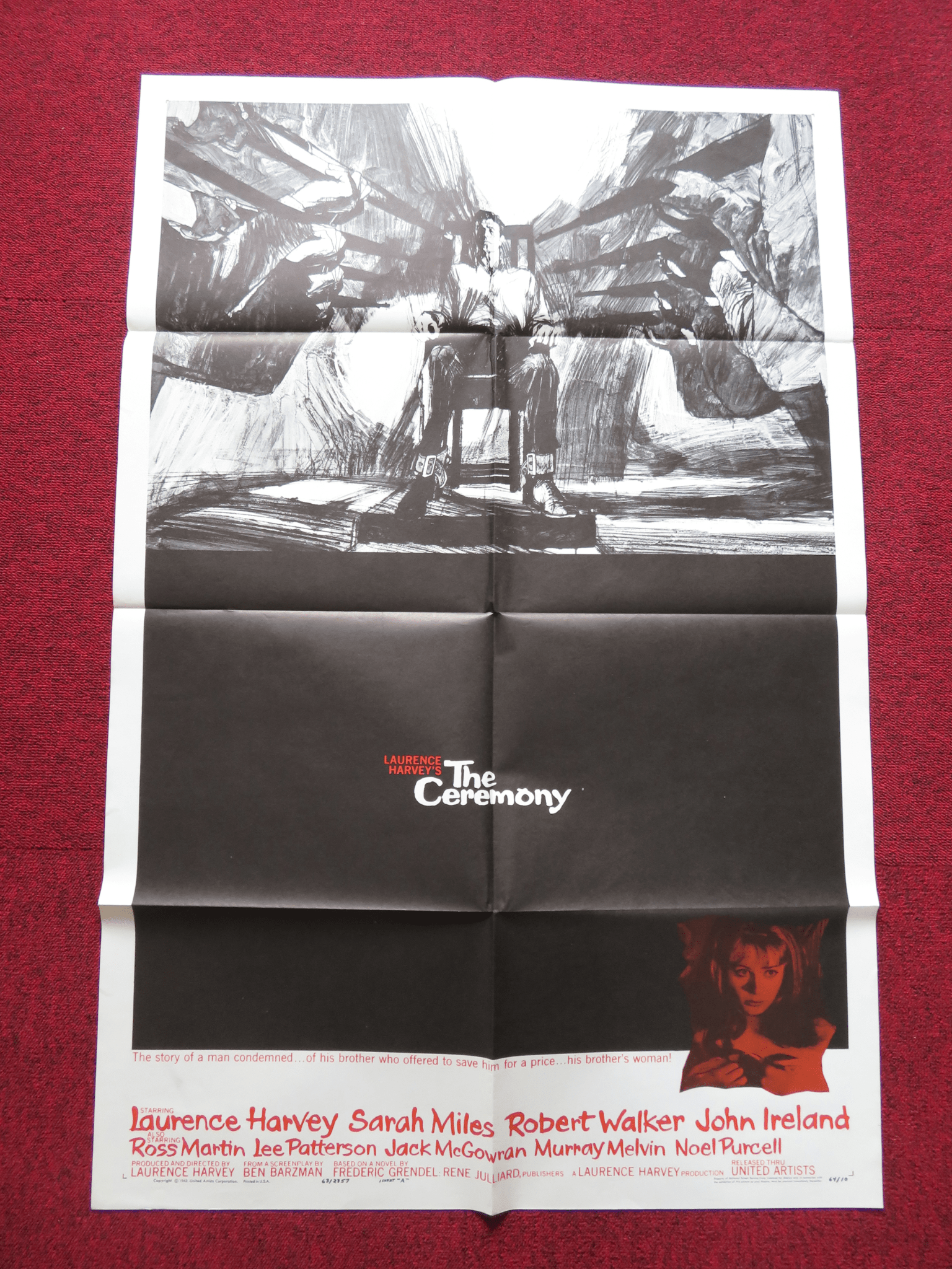 THE CEREMONY - STYLE A FOLDED US ONE SHEET POSTER LAURENCE HARVEY S. MILES 1963 Rendezvous Cinema Movie posters