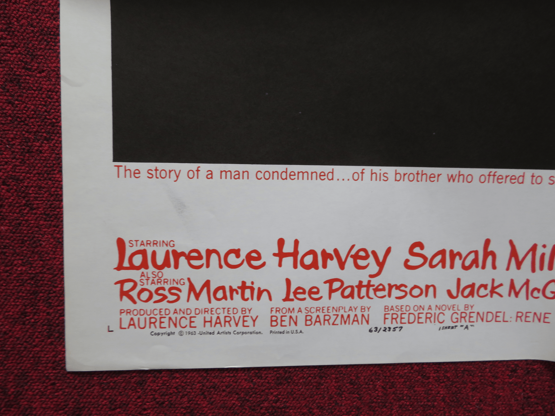 THE CEREMONY - STYLE A FOLDED US ONE SHEET POSTER LAURENCE HARVEY S. MILES 1963 Rendezvous Cinema Movie posters