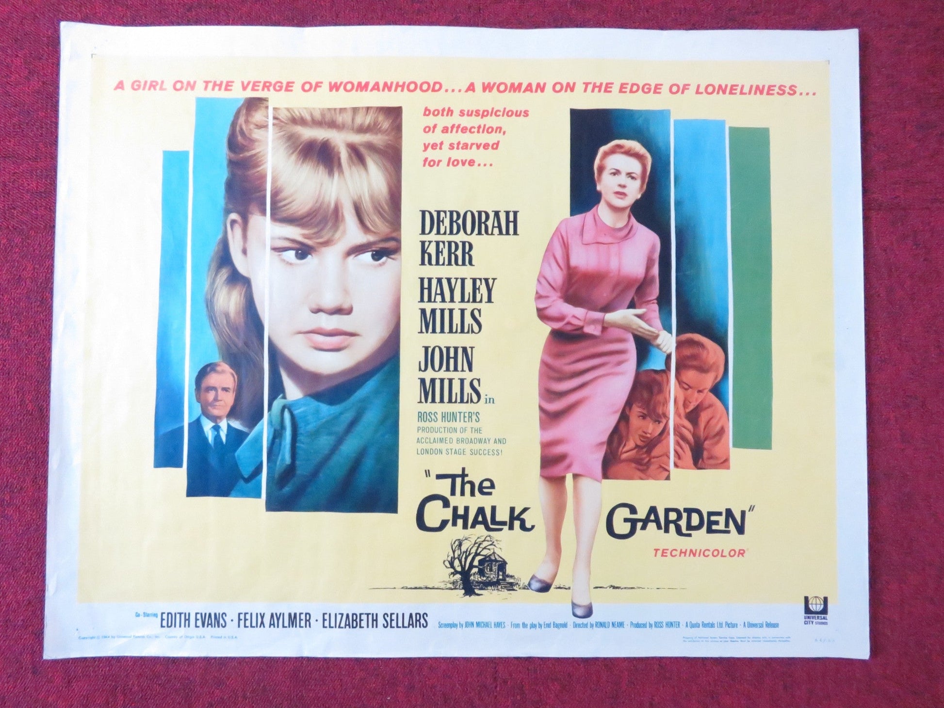THE CHALK GARDEN HALF SHEET (22"x 28") POSTER DEBORAH KERR HAYLEY MILLS 1964 Rendezvous Cinema Movie posters