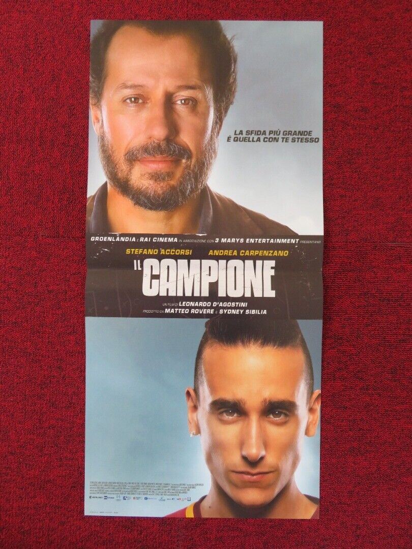 THE CHAMPION ITALIAN LOCANDINA (26.5"x12.5") POSTER STEFANO ACCORSI 2019 Rendezvous Cinema Movie posters