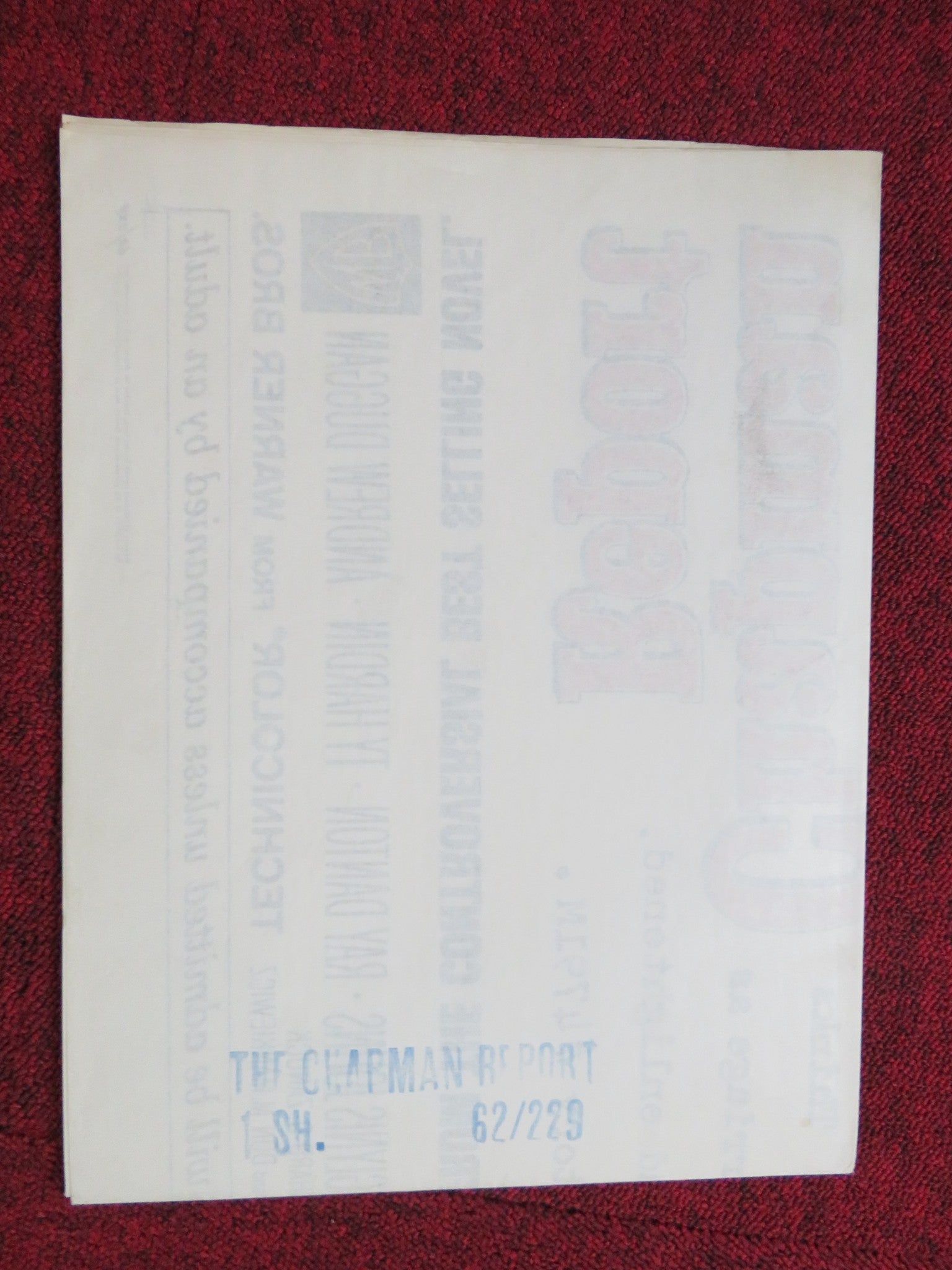 THE CHAPMAN REPORT FOLDED US ONE SHEET POSTER EFREM ZIMBALIST JR. 1962 Rendezvous Cinema Movie posters