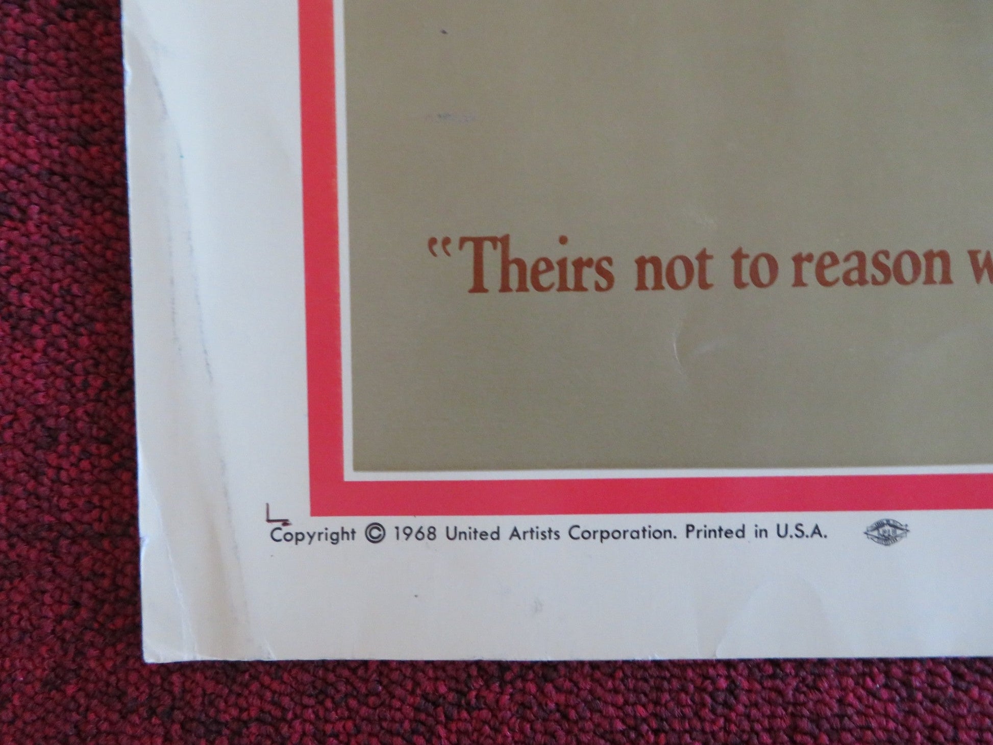 THE CHARGE OF THE LIGHT BRIGADE US HALF SHEET (22"x 28") POSTER REDGRAVE 1968 Rendezvous Cinema Movie posters