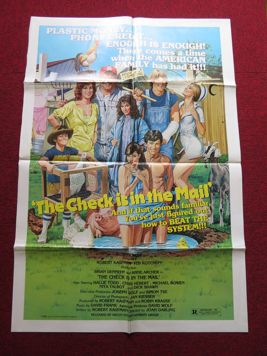 THE CHECK IS IN THE MAIL FOLDED US ONE SHEET POSTER BRIAN DENNEHY A. ARCHER 1985 Rendezvous Cinema Movie posters
