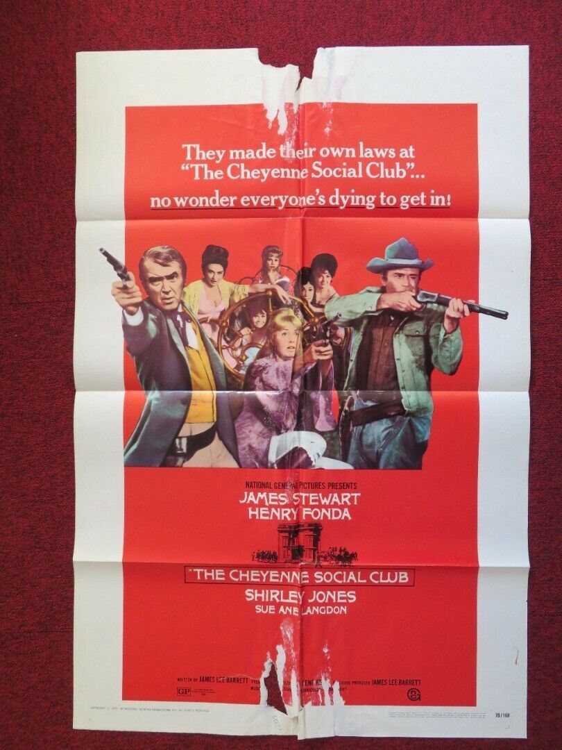 THE CHEYENNE SOCIAL CLUB FOLDED US ONE SHEET POSTER JAMES STEWART 1970 Movie posters