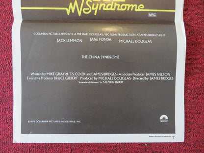 THE CHINA SYNDROME FOLDED AUSTRALIAN DAYBILL POSTER Jane Fonda Jack Lemmon 1979 Movie posters