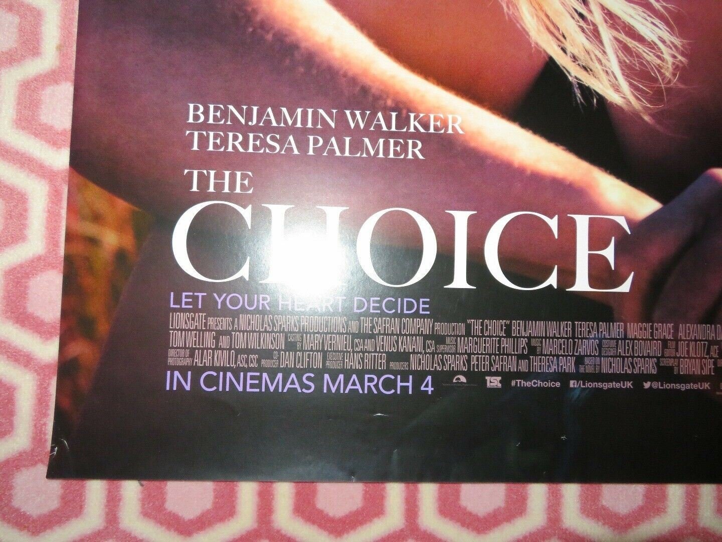 THE CHOICE UK ONE SHEET (27"x 41") ROLLED POSTER BENJAMIN WALKER TERESA PALMER Rendezvous Cinema Movie posters