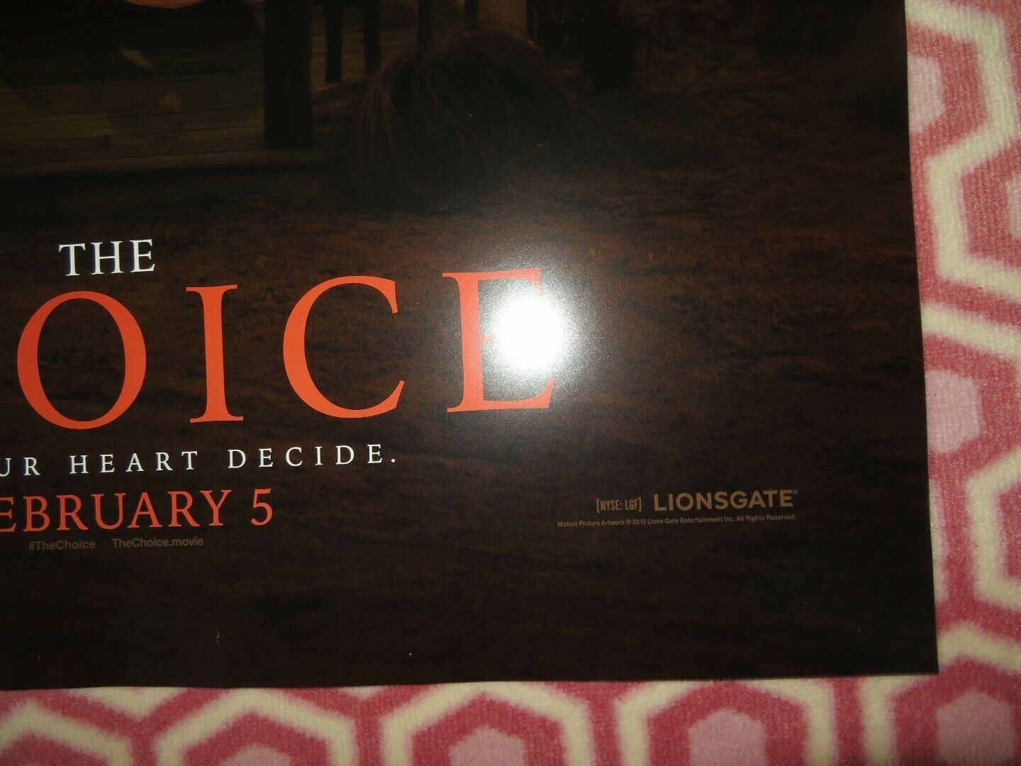 THE CHOICE US ONE SHEET ROLLED POSTER NICHOLAS SPARKS 2016 - Rendezvous Cinema