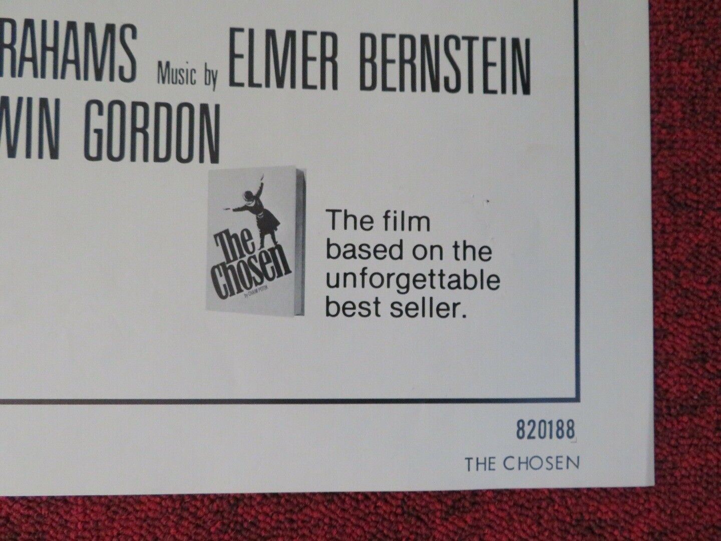 THE CHOSEN FOLDED US ONE SHEET POSTER BARRY MILLER ROD STEIGER 1981 Movie posters