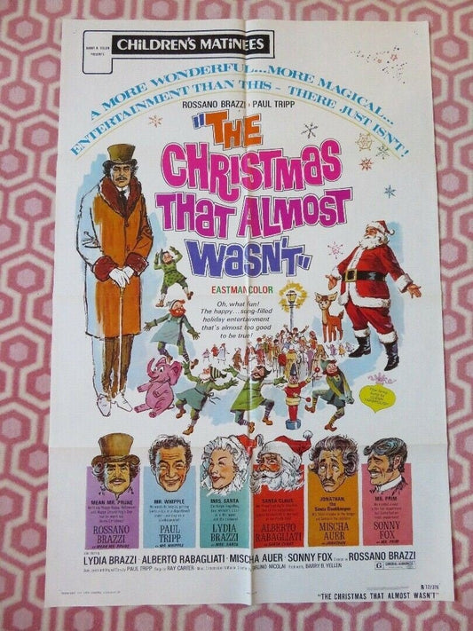 THE CHRISTMAS THAT ALMOST WASN'T FOLDED US ONE SHEET POSTER R BRAZZI 1966 Movie posters