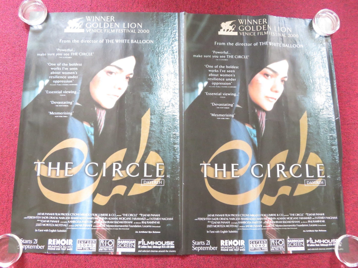 THE CIRCLE UK QUAD ROLLED POSTER NARGESS MAMI ZADEH MARYIAM PALVIN ALMANI 2000 Rendezvous Cinema Movie posters