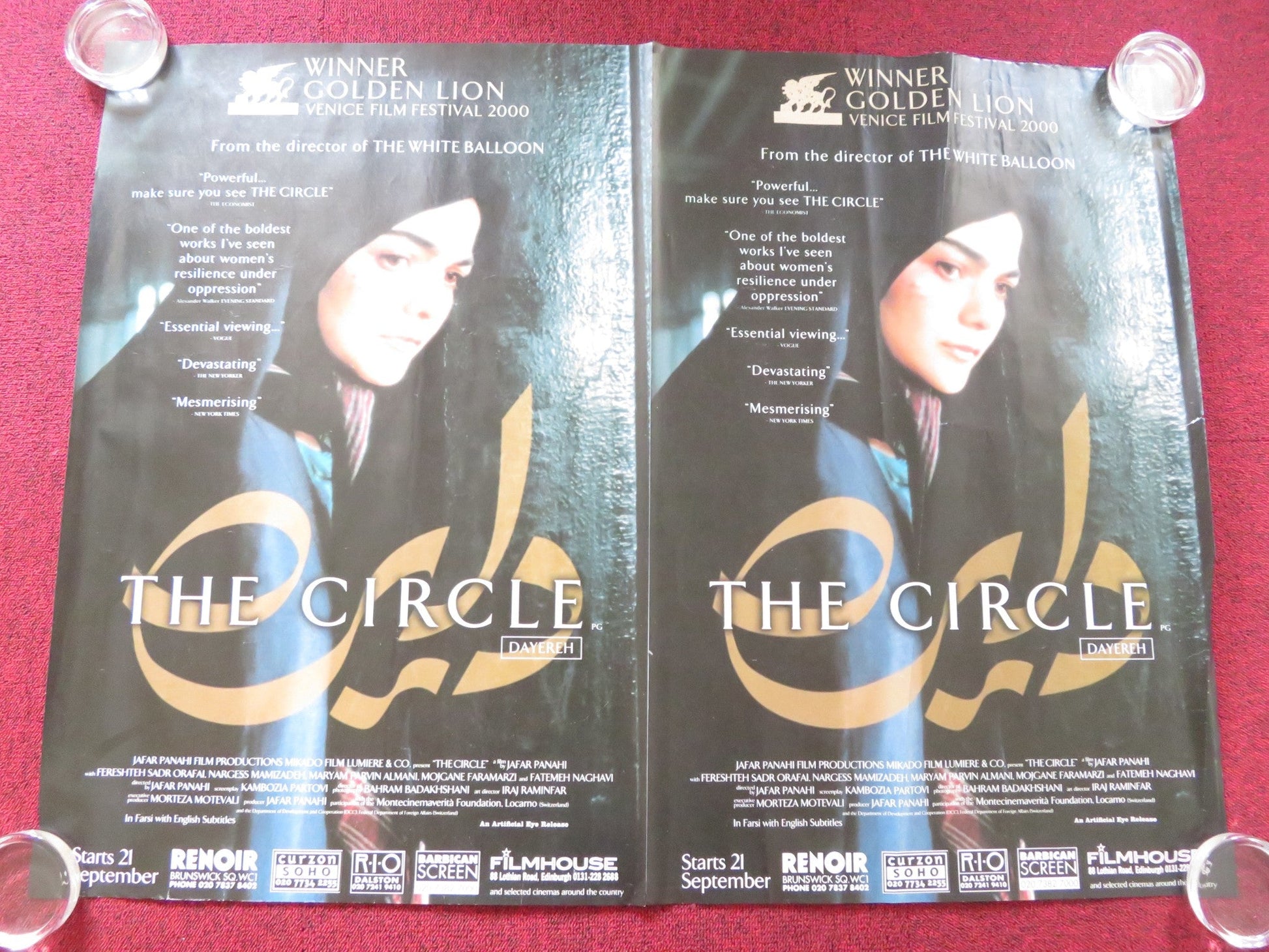 THE CIRCLE UK QUAD ROLLED POSTER NARGESS MAMI ZADEH MARYIAM PALVIN ALMANI 2000 Rendezvous Cinema Movie posters