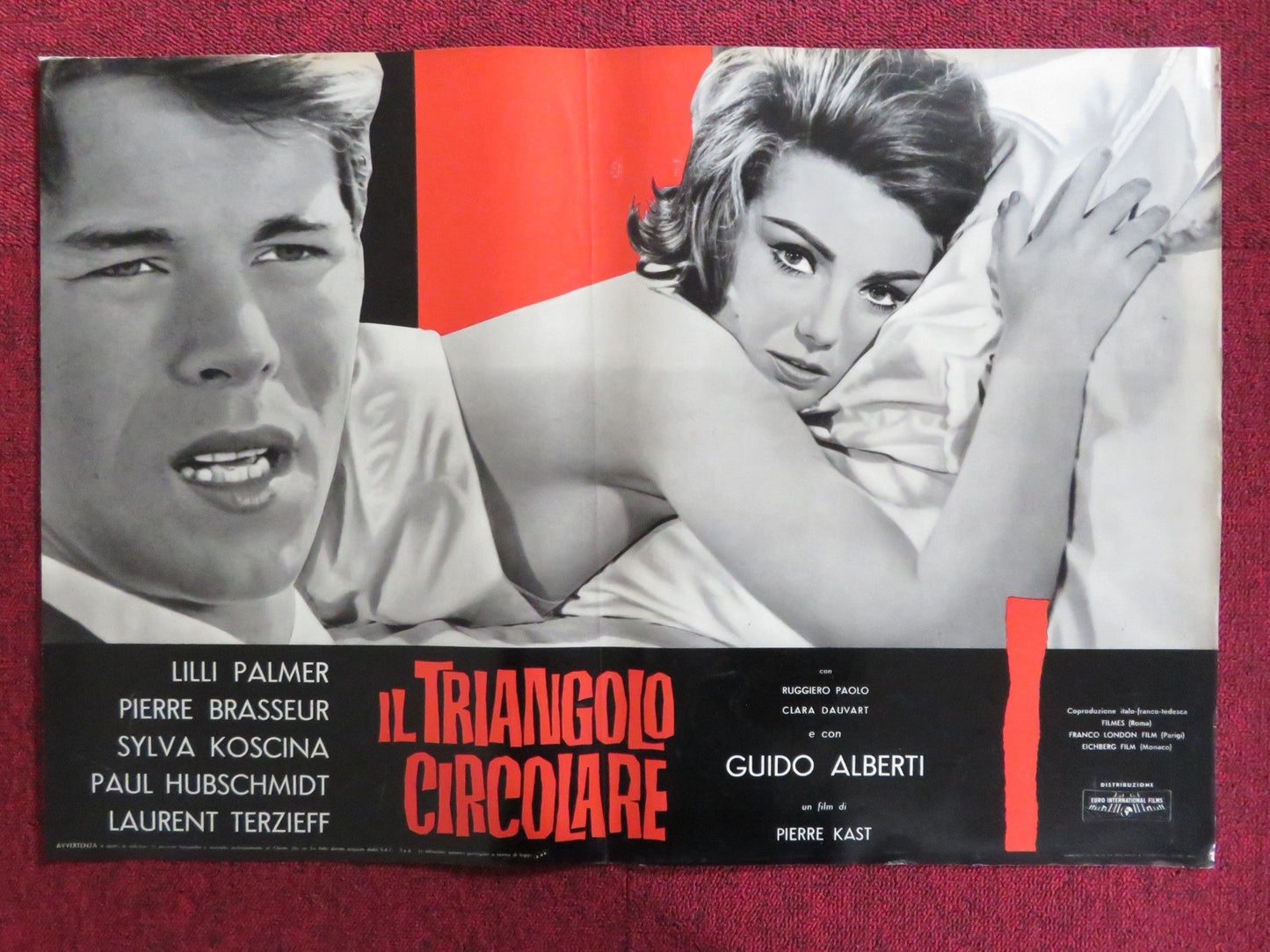 THE CIRCULAR TRIANGLE - A ITALIAN FOTOBUSTA POSTER LILLI PALMER P. BRASSEUR 1964 Rendezvous Cinema Movie posters