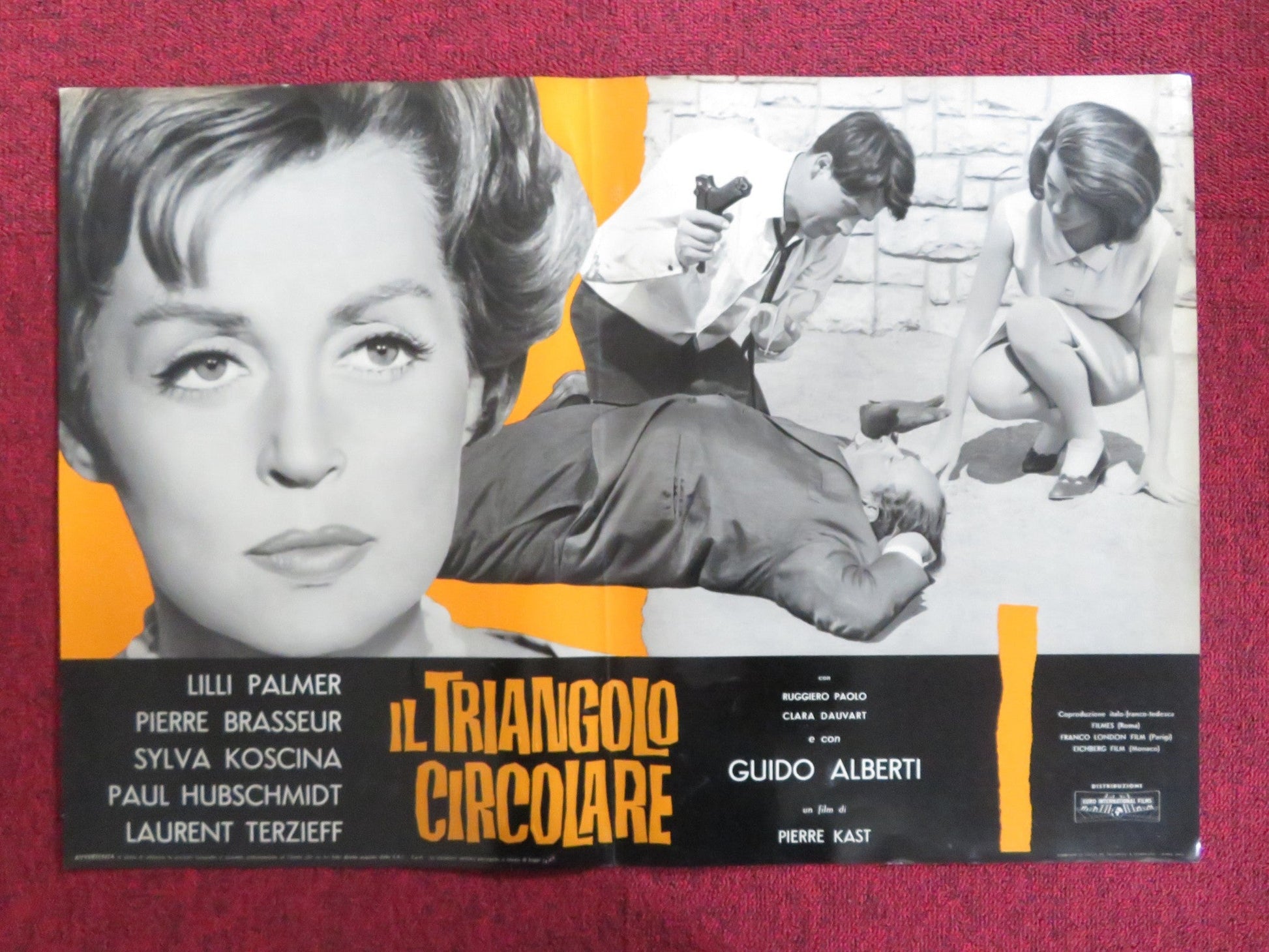 THE CIRCULAR TRIANGLE - B ITALIAN FOTOBUSTA POSTER LILLI PALMER P. BRASSEUR 1964 Rendezvous Cinema Movie posters